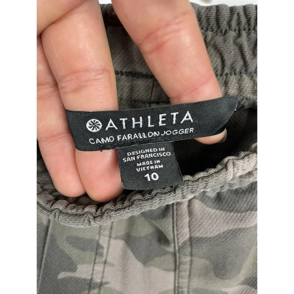 Athleta Green Camo Farallon Athletic Cotton Blend Jogger Sweat Pants Size 10 - Picture 7 of 8